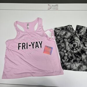 FRENCH AFFAIR Pink 'FRI-YAY' Tank Top and Tie-Dye Pj Set